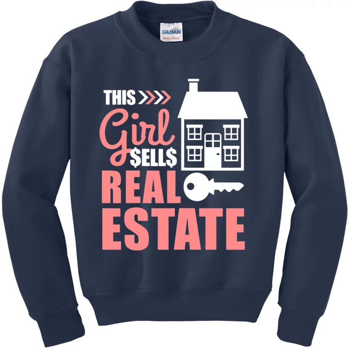 This Girl Sells Real Estate Real Estate Agent Kids Sweatshirt