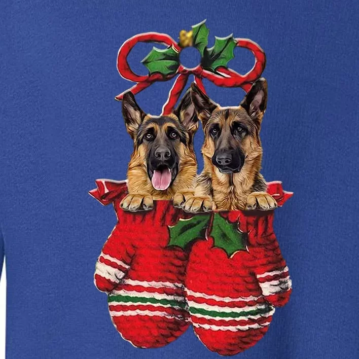 Two Ger Shepherd Dog Inside Gloves Christmas Ornat Gift Toddler Sweatshirt