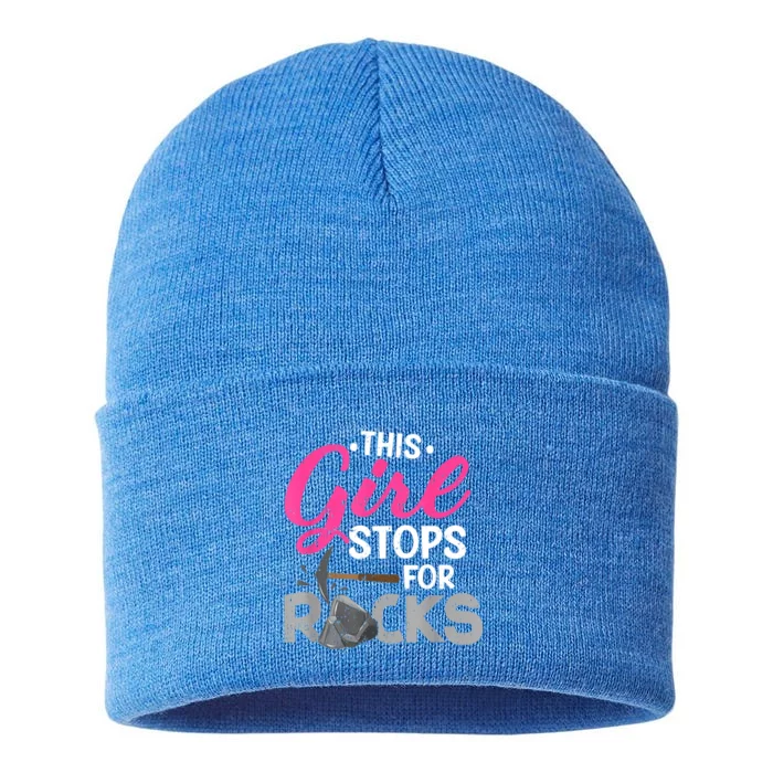 This Girl Stops For Rocks Rock Collector Geode Hunter Sustainable Knit Beanie