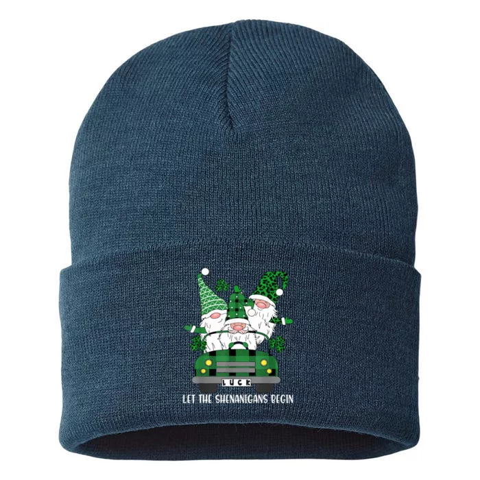 Three Gnome St Patricks Day Let The Shenanigans Begin Irish Sustainable Knit Beanie