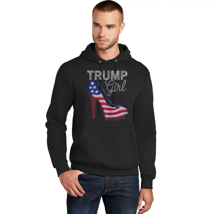 Trump Girl Stilettos High Heel American Flag Bling Hoodie