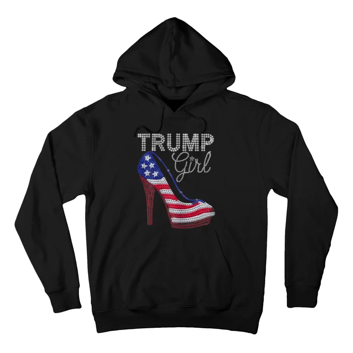 Trump Girl Stilettos High Heel American Flag Bling Hoodie