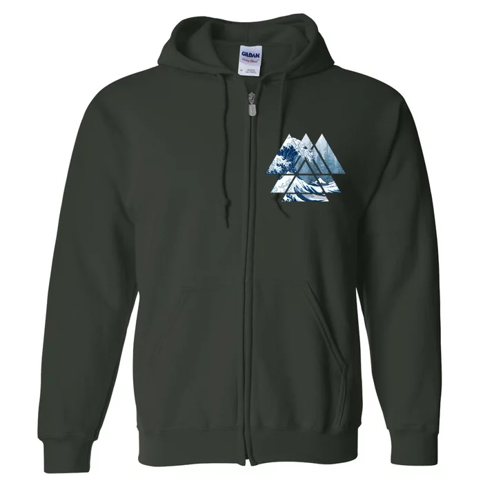 The Great Sacred Geometry Triangles Misty Forest Wave Full Zip Hoodie