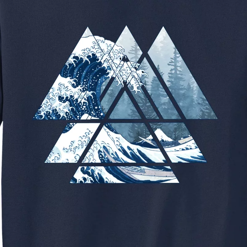 The Great Sacred Geometry Triangles Misty Forest Wave Tall Sweatshirt