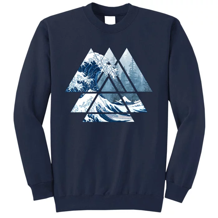 The Great Sacred Geometry Triangles Misty Forest Wave Tall Sweatshirt