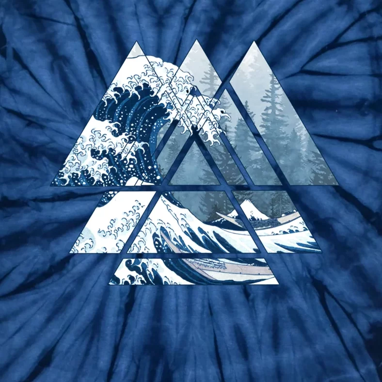 The Great Sacred Geometry Triangles Misty Forest Wave Tie-Dye T-Shirt