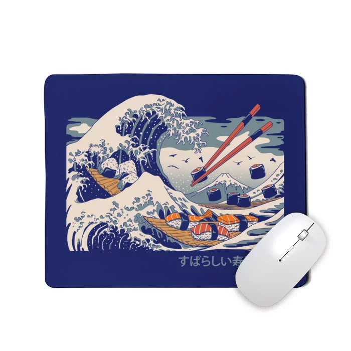 The Great Sushi Wave Mousepad