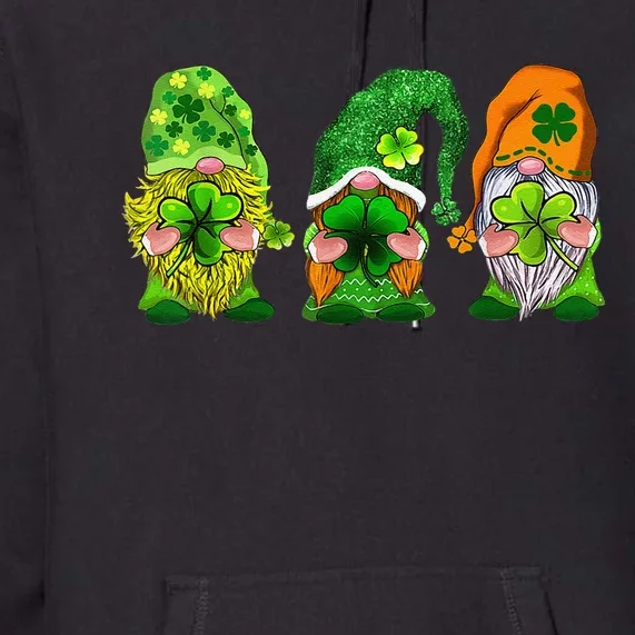 Three Gnomes Shamrock Happy St Patrick's Day Premium Hoodie