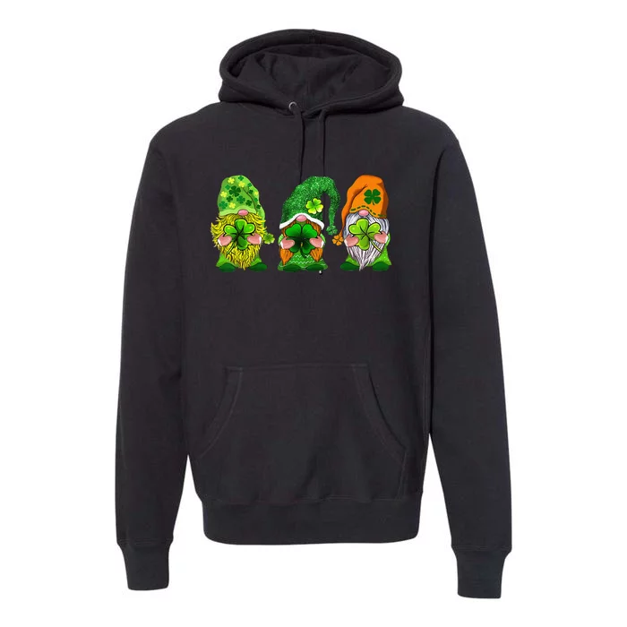 Three Gnomes Shamrock Happy St Patrick's Day Premium Hoodie