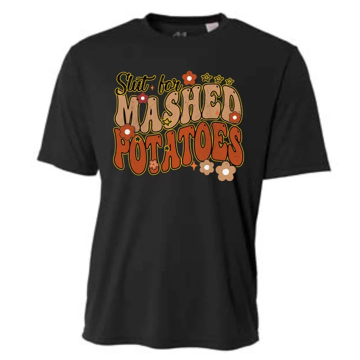 Thanksgiving Groovy Slut For Mashed Potatoes Cooling Performance Crew T-Shirt