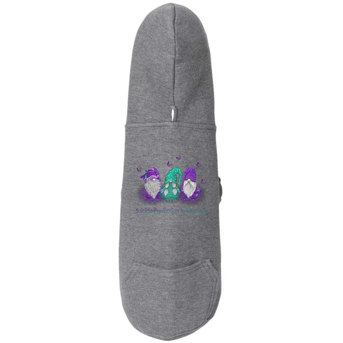 Three Gnome Suicide Prevention Awareness Ribbon Teal Purple Great Gift Doggie 3-End Fleece Hoodie