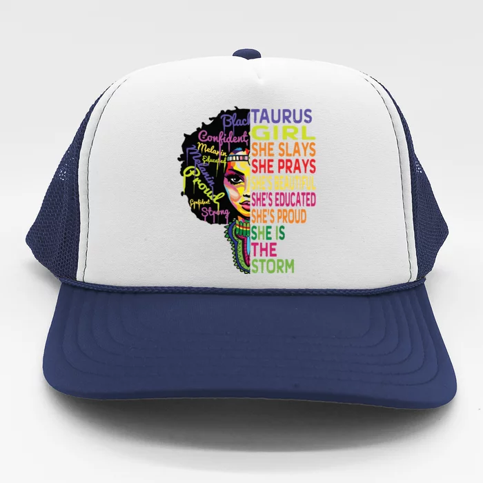 Taurus Girl She Slays Prays February May Birthday Gift Trucker Hat