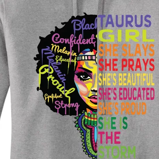 Taurus Girl She Slays Prays February May Birthday Gift Women's Pullover Hoodie