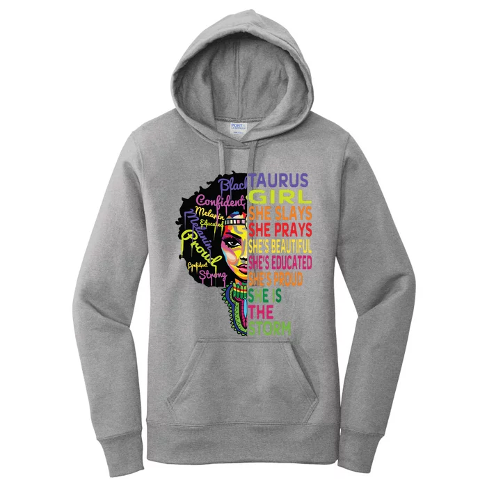 Taurus Girl She Slays Prays February May Birthday Gift Women's Pullover Hoodie