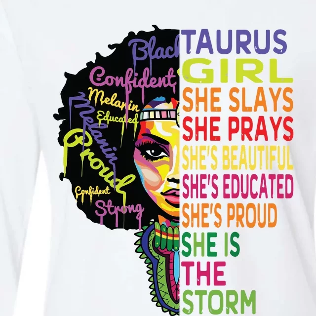 Taurus Girl She Slays Prays February May Birthday Gift Womens Cotton Relaxed Long Sleeve T-Shirt