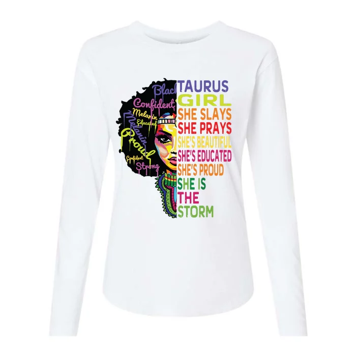 Taurus Girl She Slays Prays February May Birthday Gift Womens Cotton Relaxed Long Sleeve T-Shirt