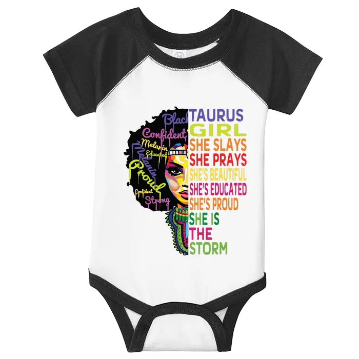 Taurus Girl She Slays Prays February May Birthday Gift Infant Baby Jersey Bodysuit