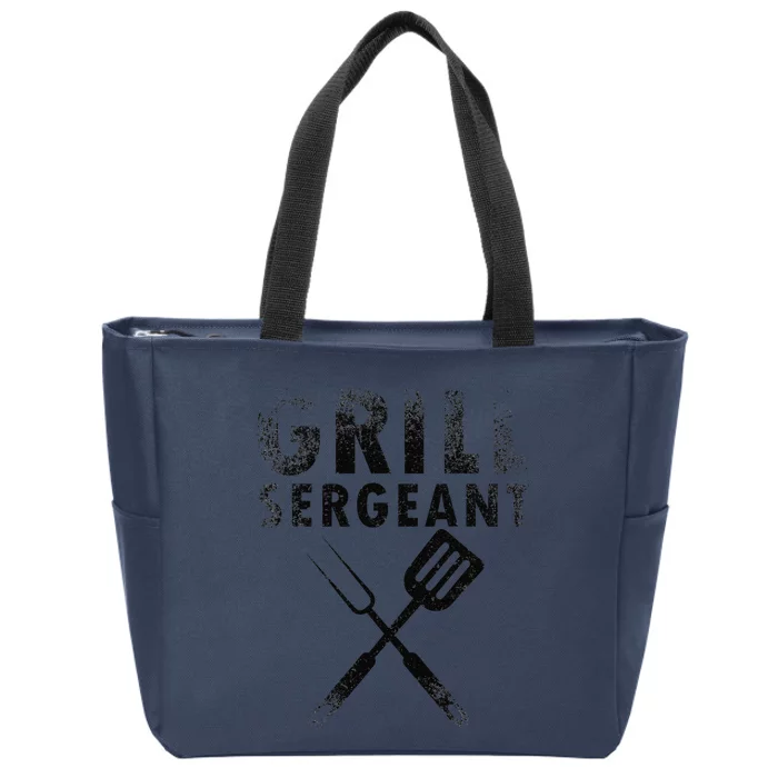 THE GRILL SERGEANT Funny Fathers Day BBQ Dad Joke Zip Tote Bag