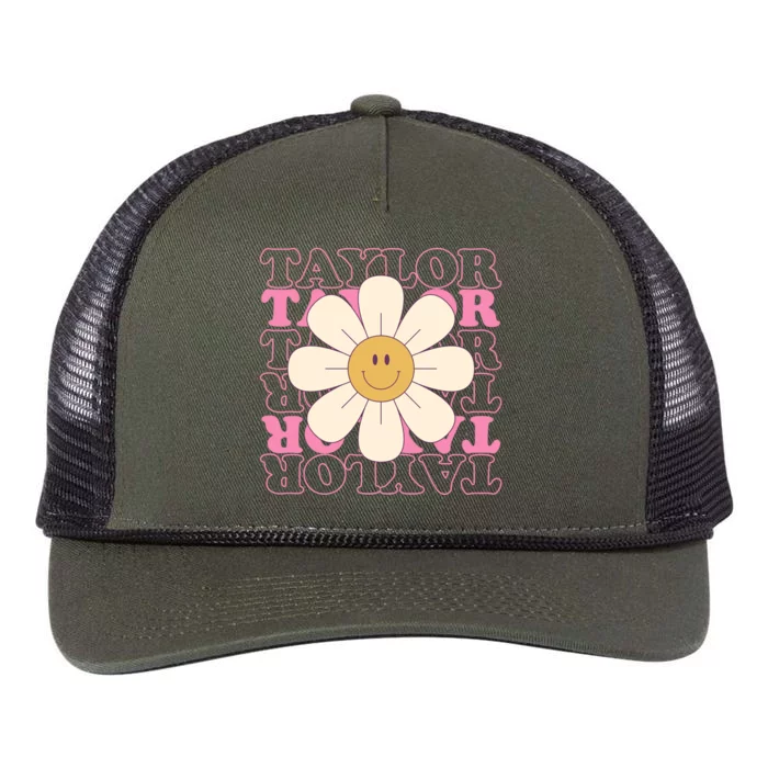 Taylor Groovy Sunflower Retro Retro Rope Trucker Hat Cap