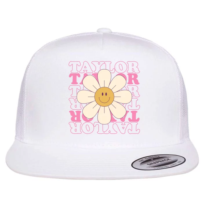 Taylor Groovy Sunflower Retro Flat Bill Trucker Hat