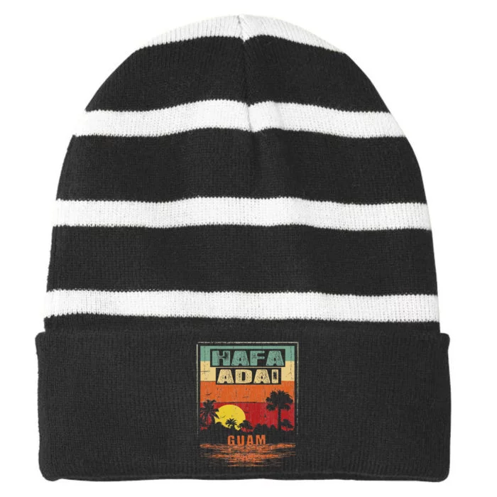 Tropical Guam Seal Hafa Adai Guam Striped Beanie with Solid Band