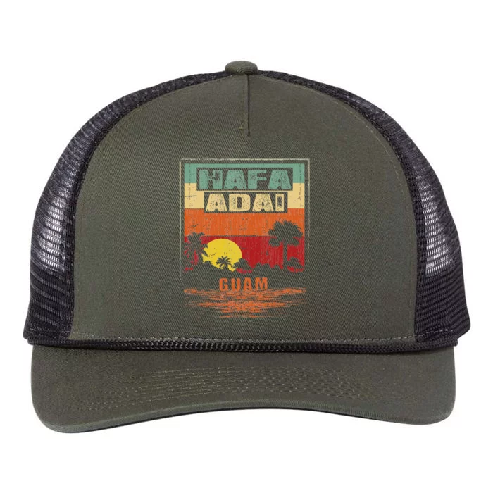 Tropical Guam Seal Hafa Adai Guam Retro Rope Trucker Hat Cap