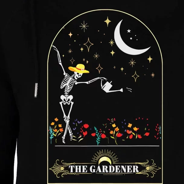 The Gardener Skeleton Tarot Card Gardening Planting Plant Womens Funnel Neck Pullover Hood