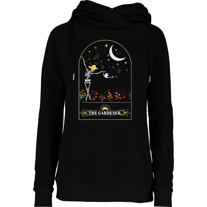 The Gardener Skeleton Tarot Card Gardening Planting Plant Womens Funnel Neck Pullover Hood