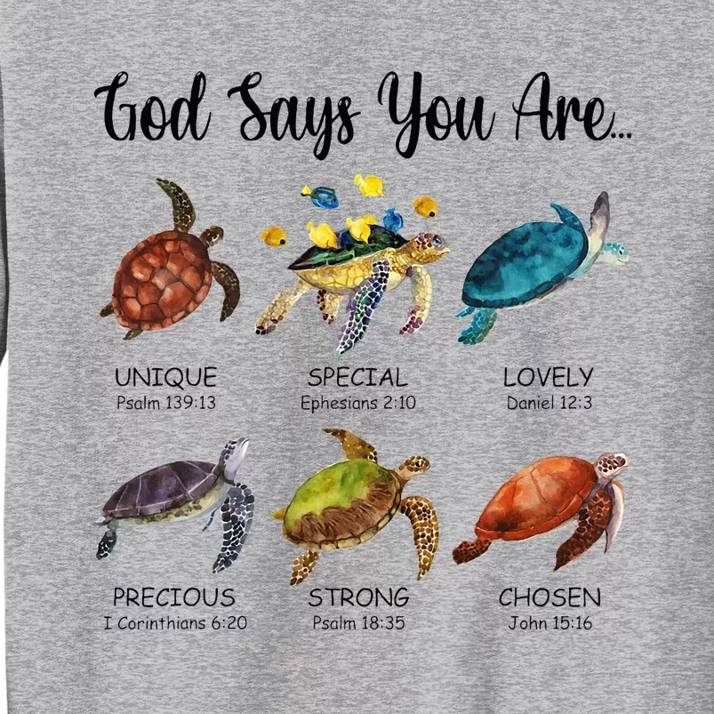 Turtle God Say You Are Religious Jesus Faith Christ Tall Sweatshirt