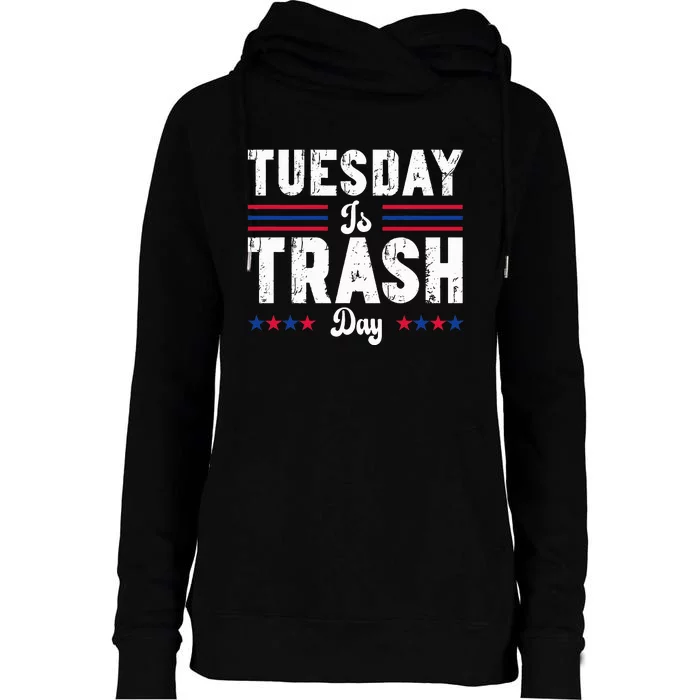 Trump Garbage Truck Trash Day Is Tuesday Garbage Man Womens Funnel Neck Pullover Hood