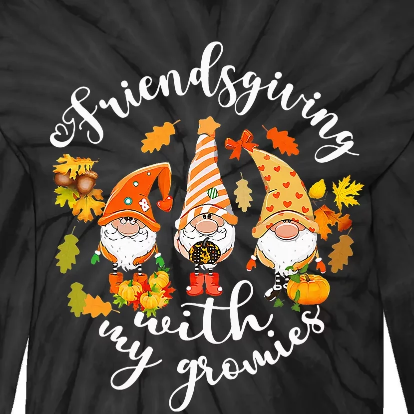 Thanksgiving Gnome Trio Celebrating Friendsgiving Tie-Dye Long Sleeve Shirt