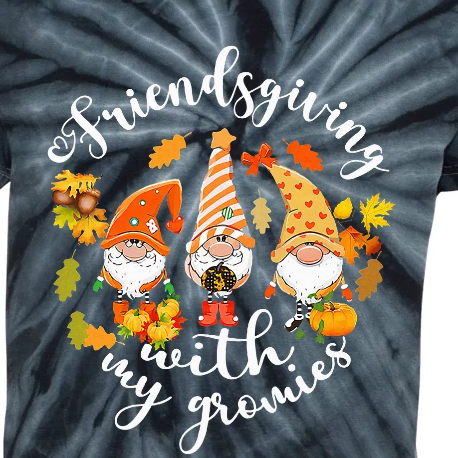 Thanksgiving Gnome Trio Celebrating Friendsgiving Kids Tie-Dye T-Shirt