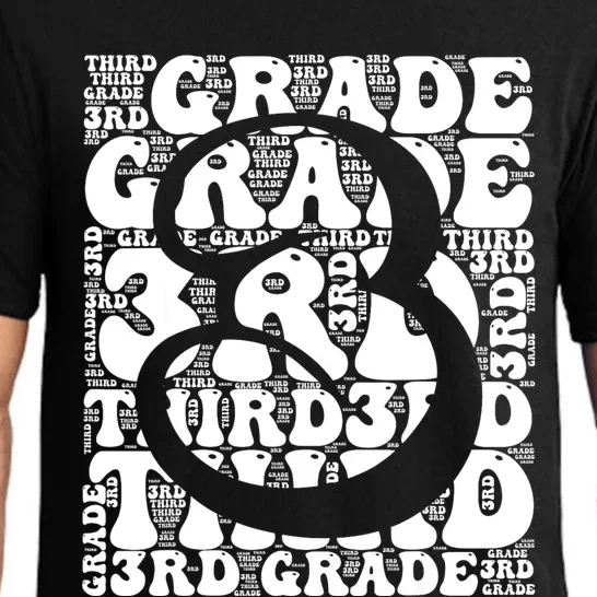 Typography Groovy Third Grade Teacher Back To School Pajama Set