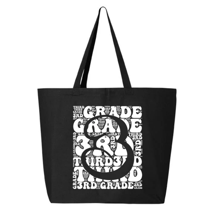 Typography Groovy Third Grade Teacher Back To School 25L Jumbo Tote