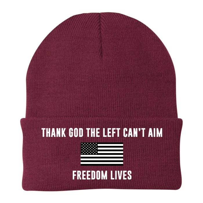 Thank God The Left CanT Aim Freedom Lives Knit Cap Winter Beanie