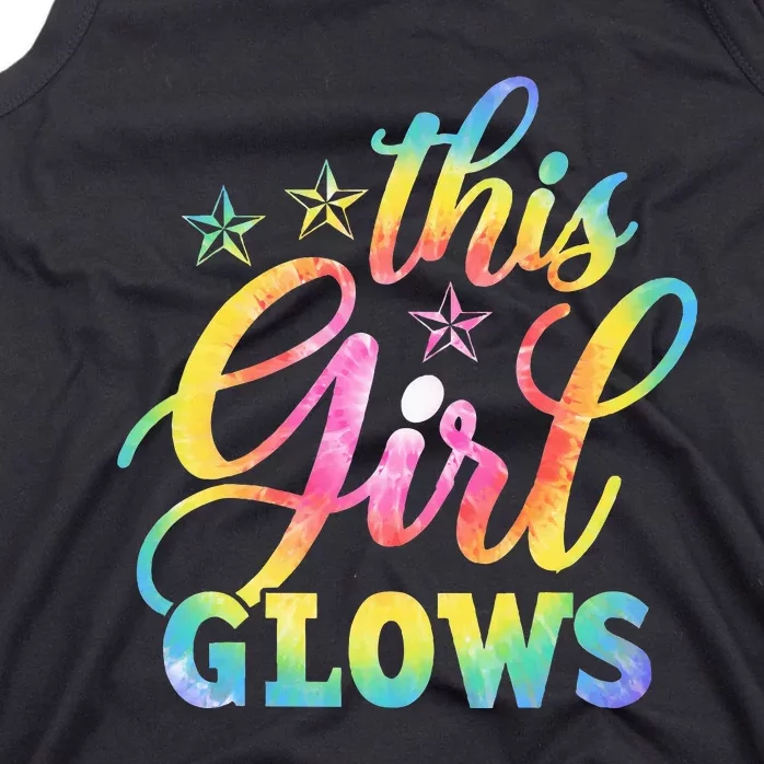 This Glows Tie Dye 80s Themed Disco Tank Top