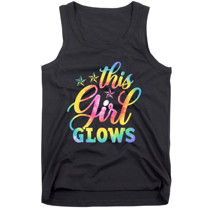 This Glows Tie Dye 80s Themed Disco Tank Top