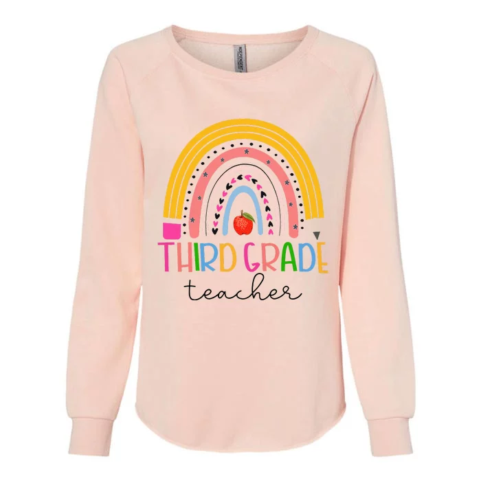 Third Grade Teacher Back To School Boho Rainbow Leopard Womens California Wash Sweatshirt