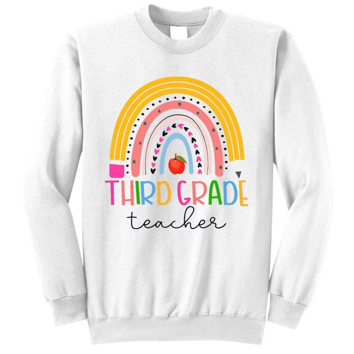 Third Grade Teacher Back To School Boho Rainbow Leopard Sweatshirt