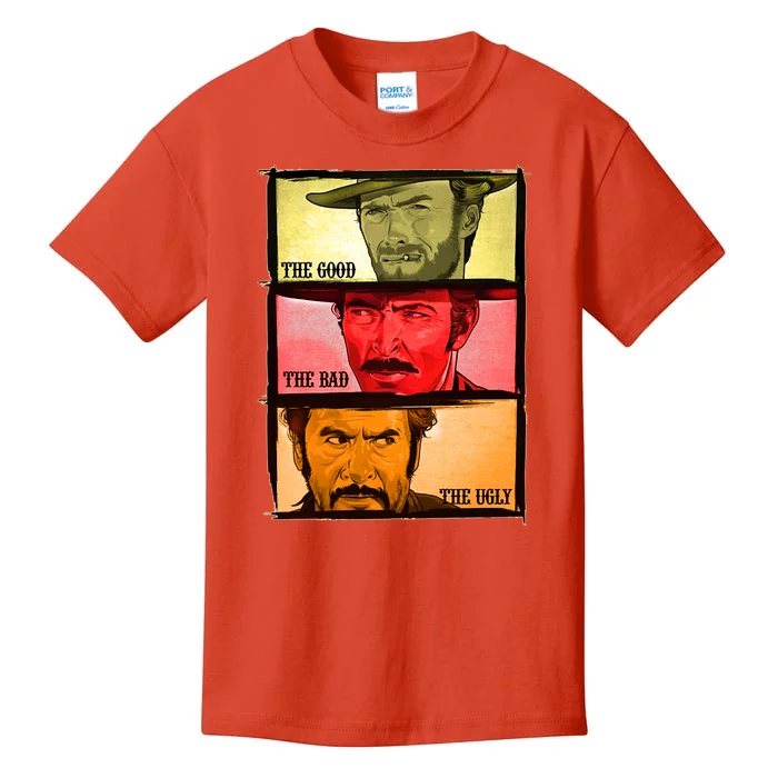 The Good, The Bad, & The Ugly Blondie, Tuco And Angle Eyes Kids T-Shirt