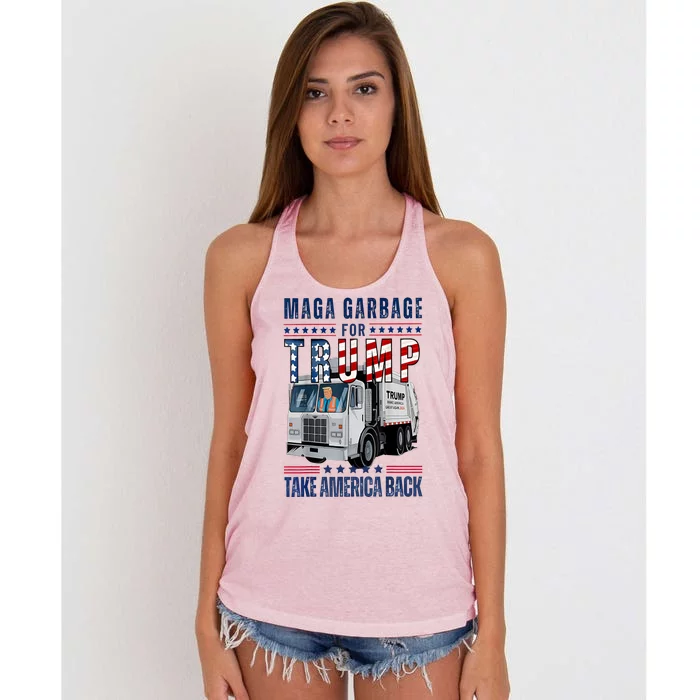 Trump Garbage Truck Proud Maga Garbage Trump Supporter Gift Women's Knotted Racerback Tank