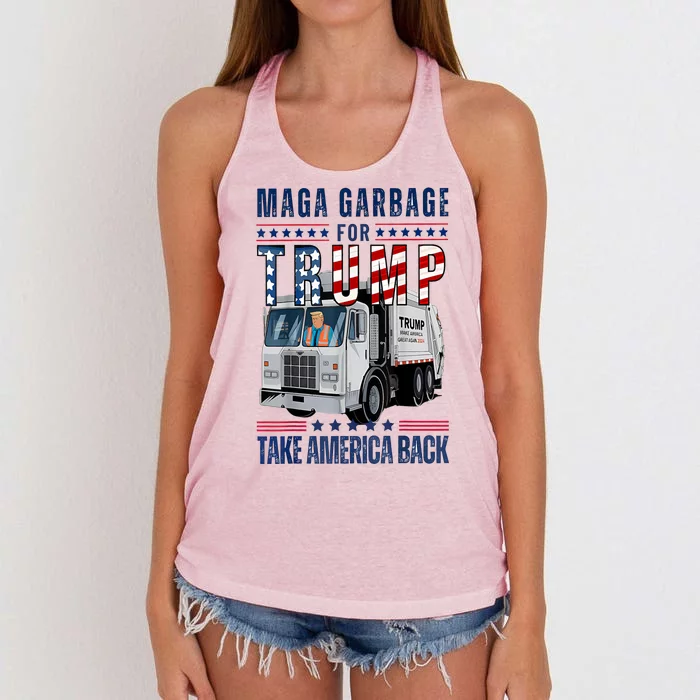 Trump Garbage Truck Proud Maga Garbage Trump Supporter Gift Women's Knotted Racerback Tank