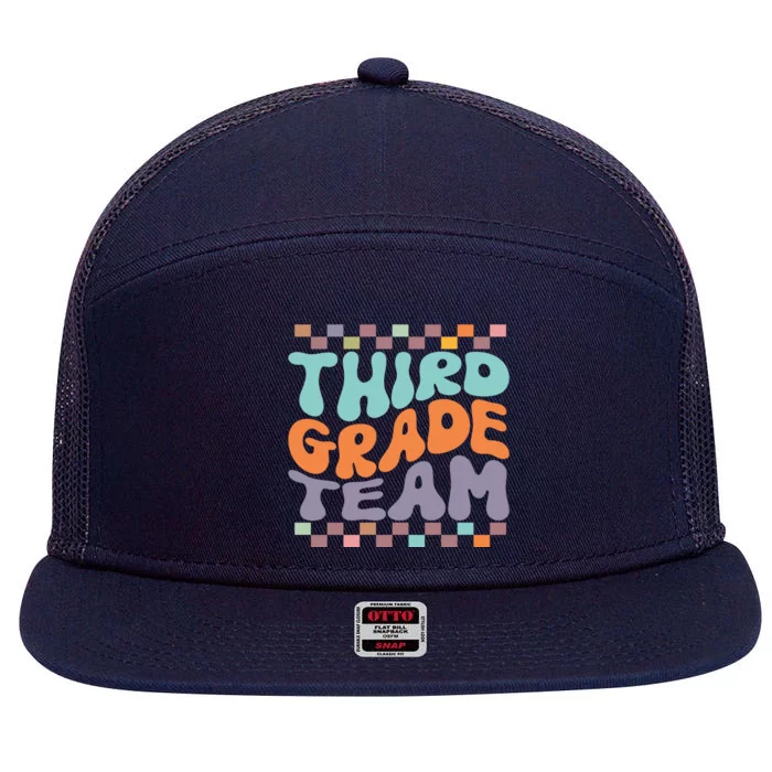 Third Grade Team Teacher Student Back To School 3rd Grade Gift 7 Panel Mesh Trucker Snapback Hat