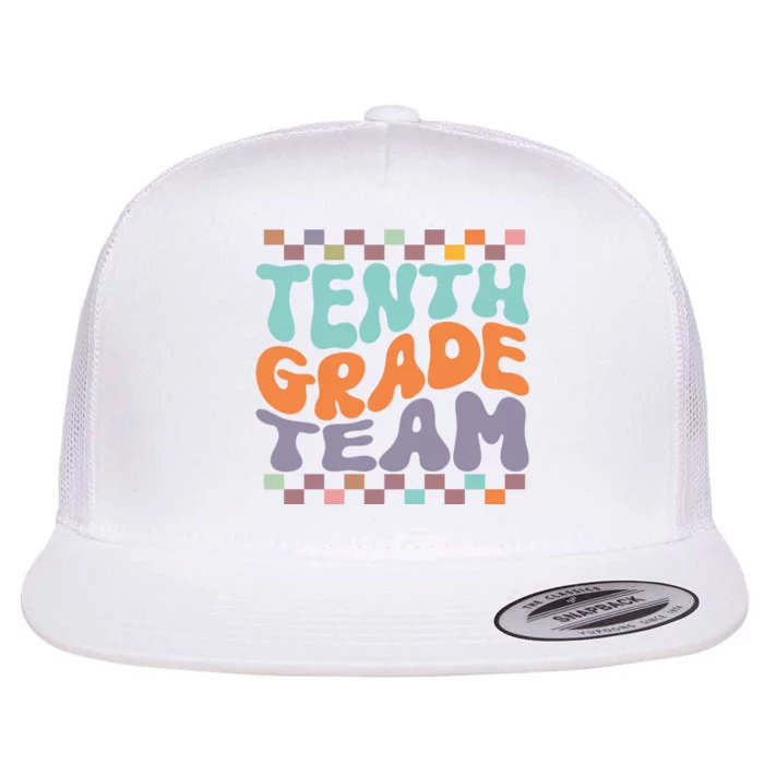 Tenth Grade TeamTeacher Student Back To School 10th Grade Gift Flat Bill Trucker Hat