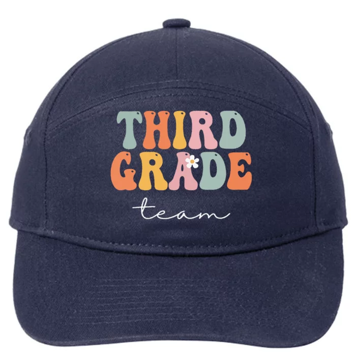 Third Grade Team Retro Groovy Vintage First Day Of School 7-Panel Snapback Hat