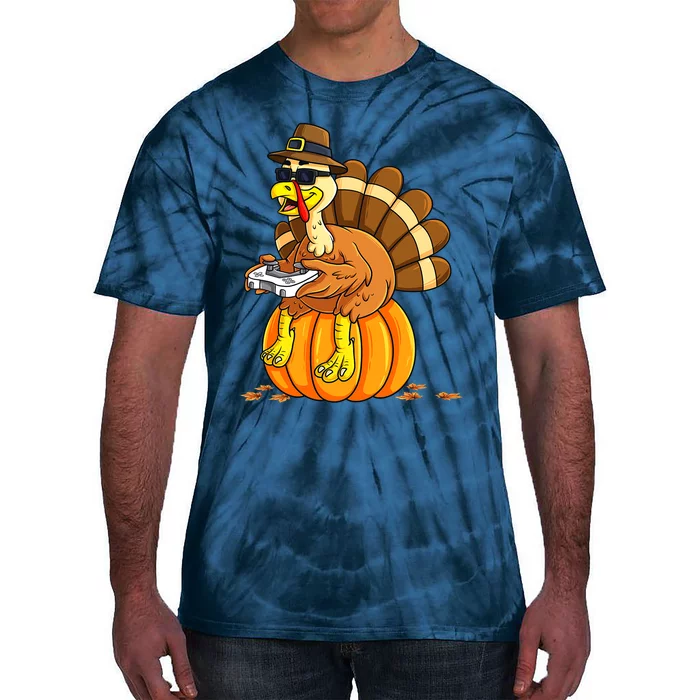 Thankful Gamer Turkey Funny Gaming Thanksgiving Boys Tie-Dye T-Shirt