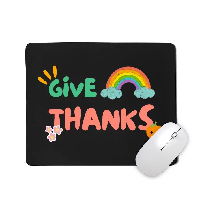 Thanksgiving Give Thanks Groovy Rainbow Thanksgiving Vintage Natural Pump Mousepad