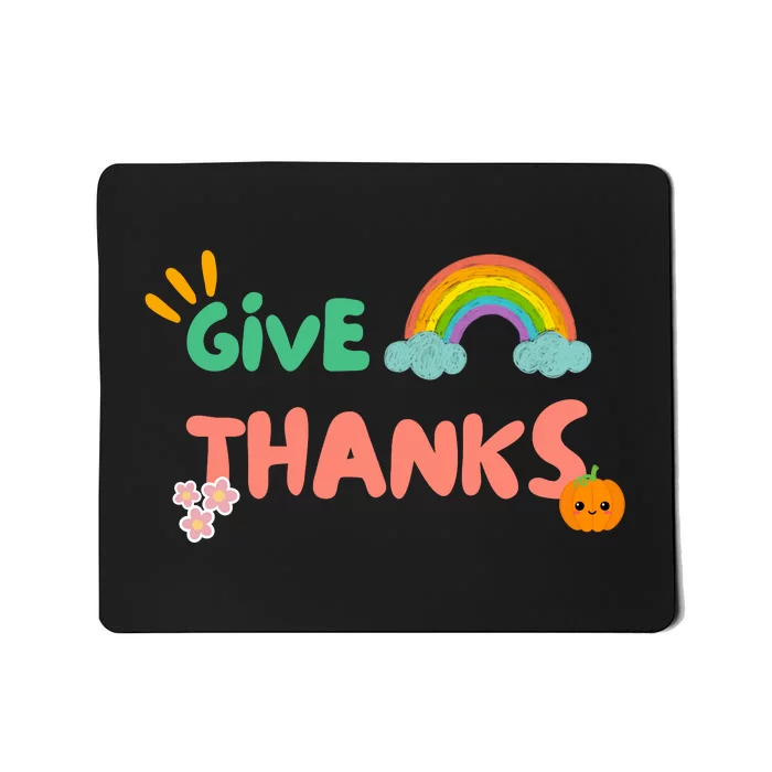 Thanksgiving Give Thanks Groovy Rainbow Thanksgiving Vintage Natural Pump Mousepad