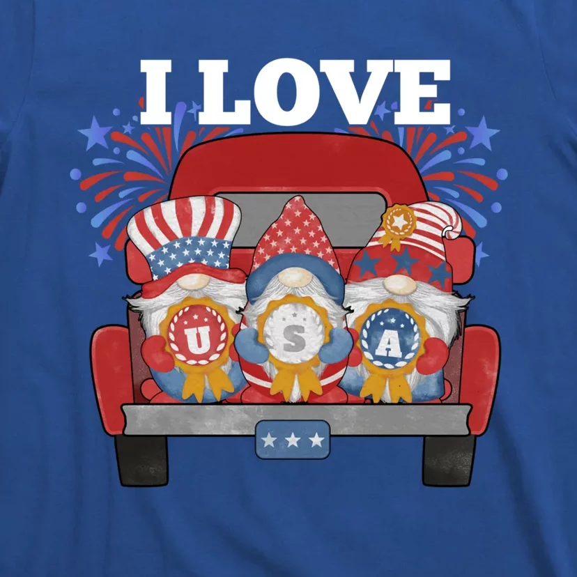 Three Gnomes Truck Flag Funny Patriotic Gnome 4th Of July Funny Gift T-Shirt