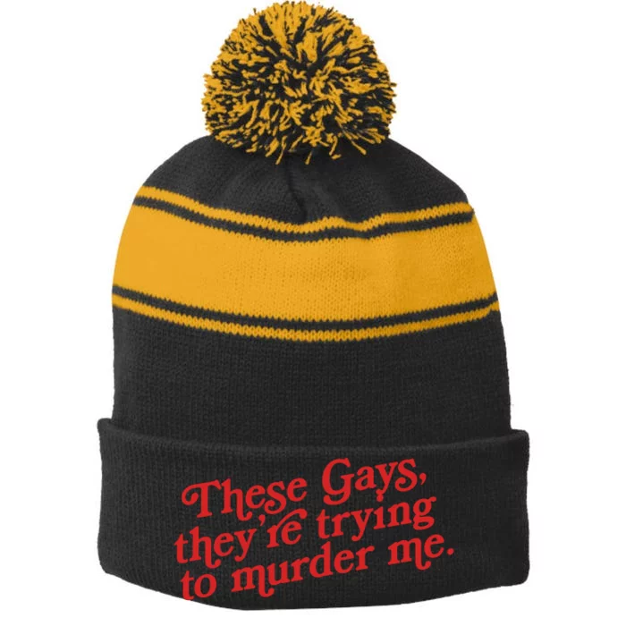 These Gays They're Trying To Murder Me The White Lotus Stripe Pom Pom Beanie